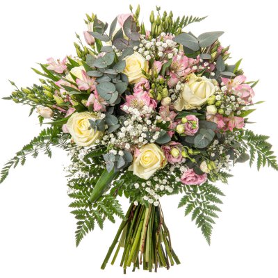 Růžové alstromérie a růže Růžové alstromérie a růže